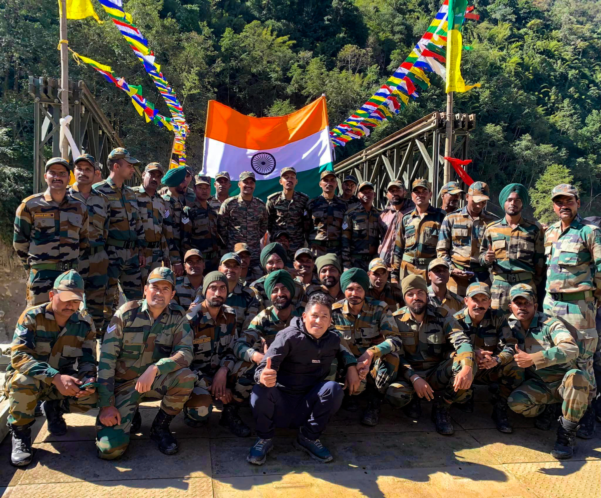 "Indian Army's Bailey bridge over the Teesta River at Chungthang, symbolizing connectivity revival for North Sikkim, fostering tourism opportunities