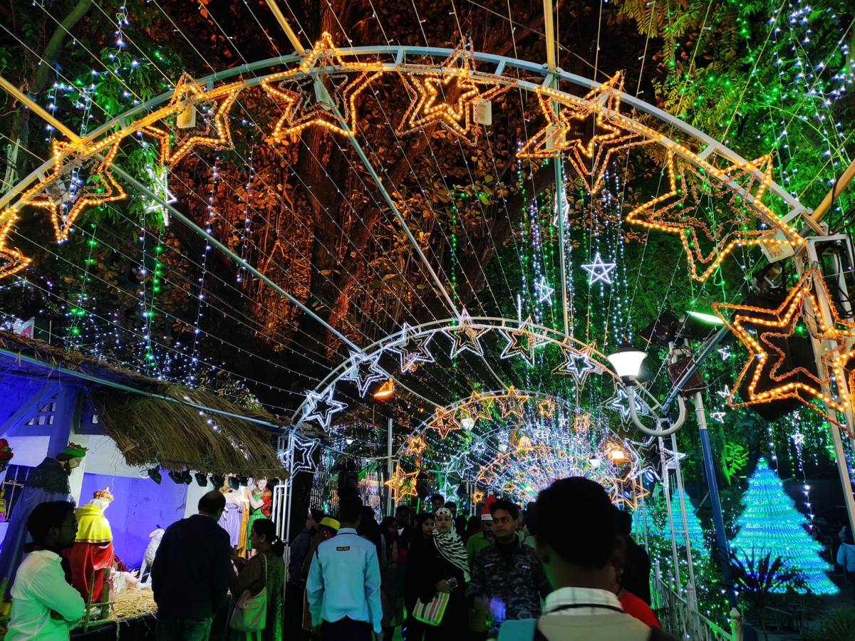 Joyous Throng: Park Street Alive with Celebrants Embracing the Christmas Spirit in Kolkata