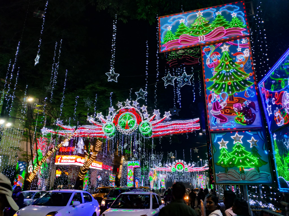 Dazzling Lightings in Park Street, Kolkata Celebrating Christmas in 2023.