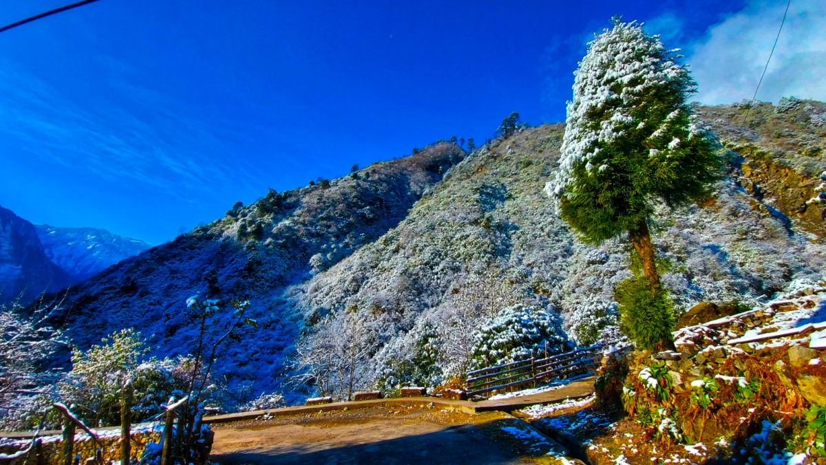 Tourists Enjoying Christmas Holidays in Katao Pass, North Sikkim.