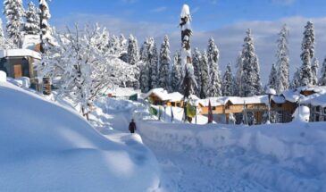 Snow-covered landscapes of Kashmir in March, showcasing the region's serene beauty amidst the winter wonderland