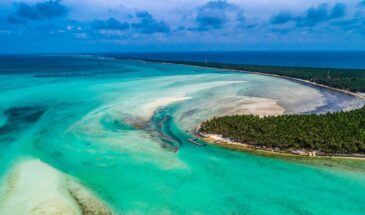 Kalpeni Island turquoise lagoon and coconut palm shoreline: SetMyTrip Lakshadweep Packages